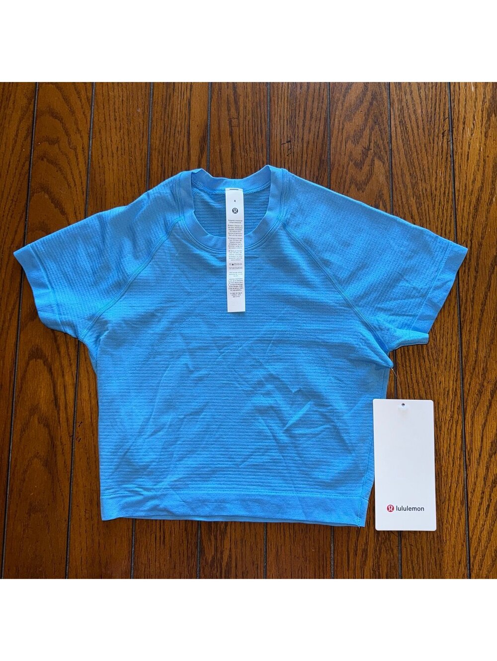 Lululemon Swiftly Tech Cropped Short Sleeve 2.0 Ocean Wave Size 4 NWT - Picture 1 of 5